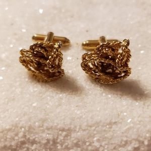 Vintage Dante Goldtone Cufflinks Rope Nautical